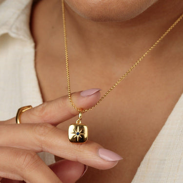 Gold Plated Square Star Locket Necklace | Celestial Locket | Lily Charmed