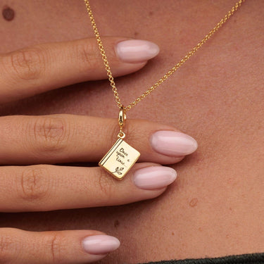 Gold Story Book Charm Necklace | Book Pendant Necklace
