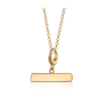 Gold T Bar Charm Necklace