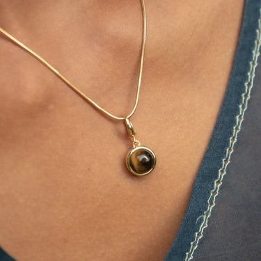 Gold Tigers Eye Charm Necklace | Healing Crystal Pendant