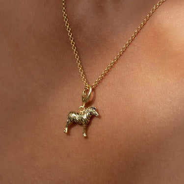 Gold Zebra Charm Necklace | Animal Pendant Necklace