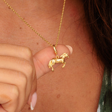 Gold Horse Charm Necklace | Year of the Horse Pendant Necklace