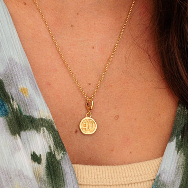 Woman Wearing Gold 40th birthday charm necklace | Gold Number 40 Pendant