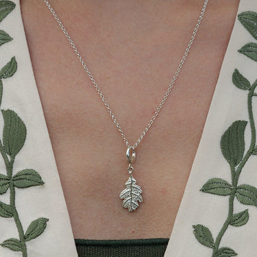 Silver Oak Leaf Charm on sterling silver chain - Lily Charmed