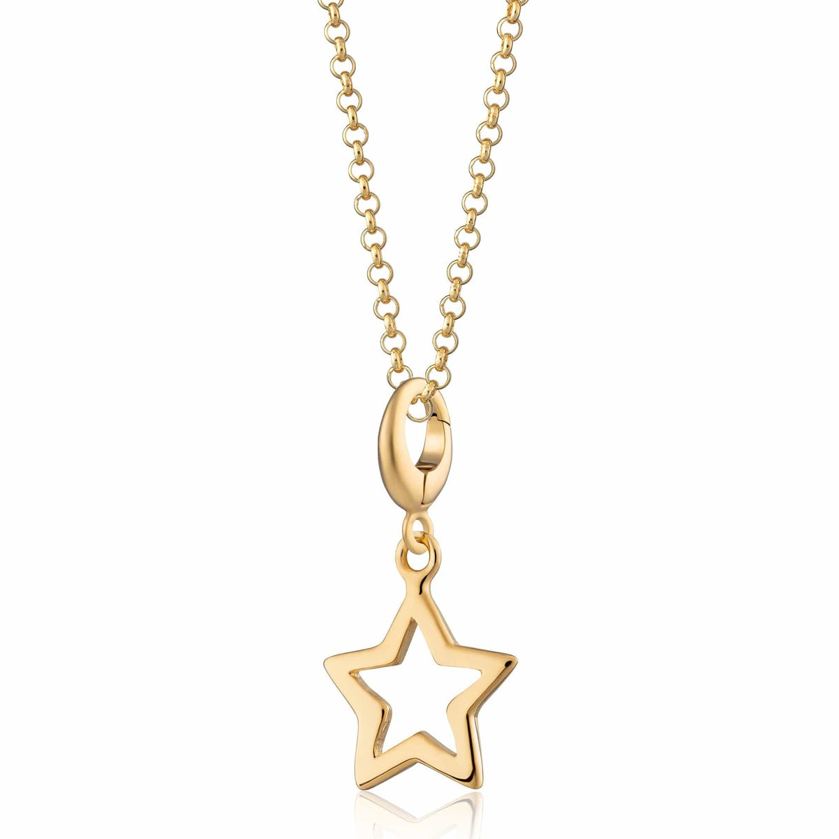 Gold Open Star Charm Necklace