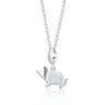 Silver Origami Pig Charm Necklace | Pig Pendant Necklace