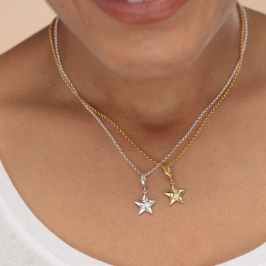 Silver & Gold Origami Star Charm Necklace | Celestial Pendant Necklace