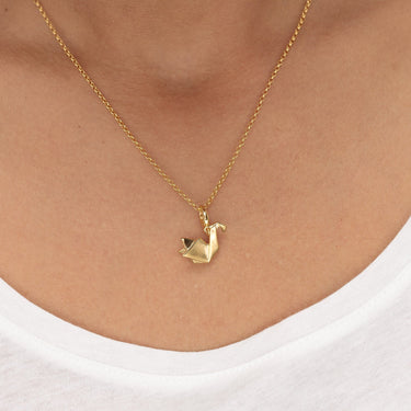 Gold Origami Swan Charm Necklace - Lily Charmed
