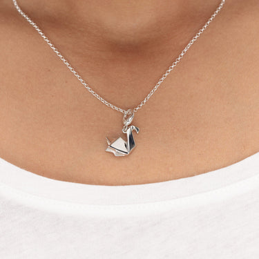 Silver Origami Swan Charm Necklace by Lily Charmed
