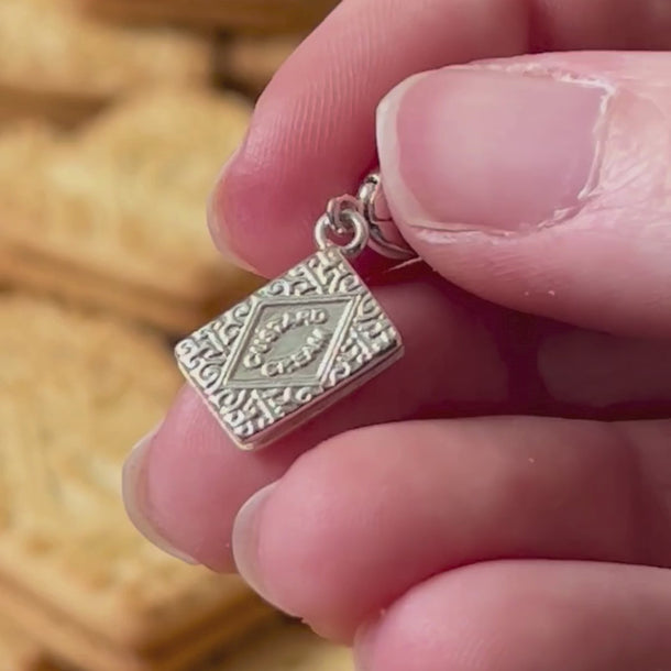 Silver Custard Cream Charm with Universal Clasp Compatible with Pandora