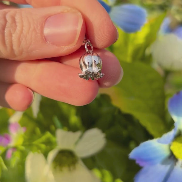 Silver Lily Of The Valley Flower Charm with Universal Clasp Compatible with Pandora