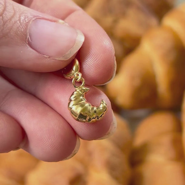 Gold Croissant Charm with Universal Clasp Compatible with Pandora