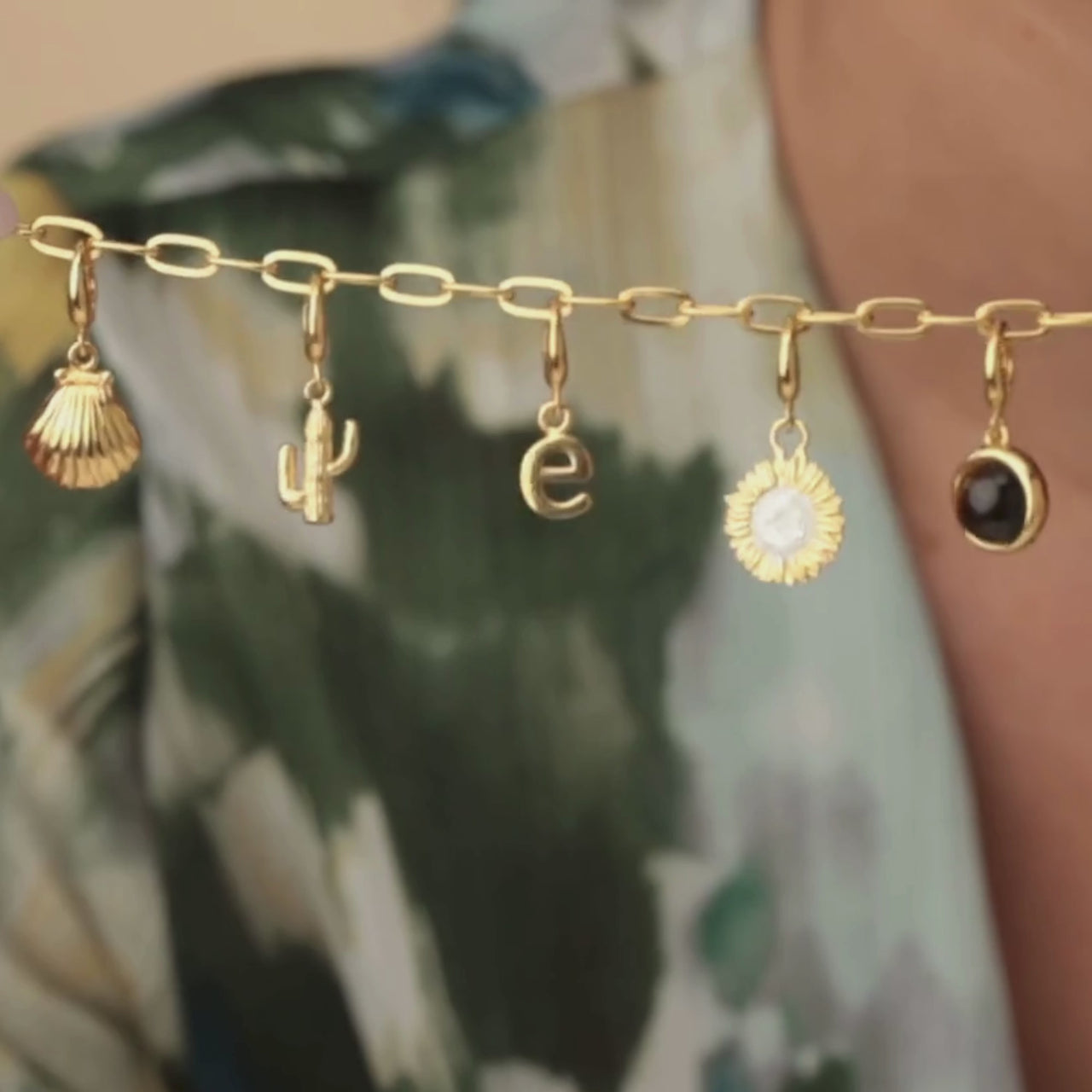 Gold Charms on Charm Bracelet compatible with Pandora by Lily Charmed