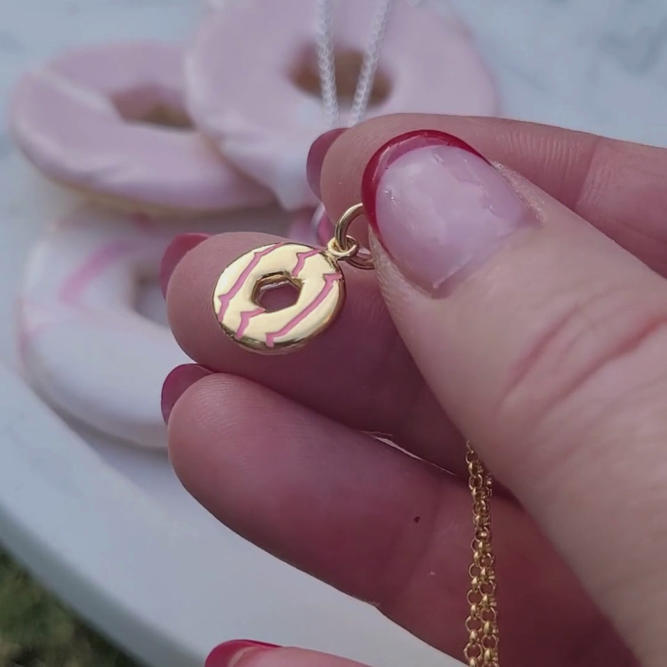 Gold Plated Party Ring Biscuit Charm Necklace  - Lily Charmed