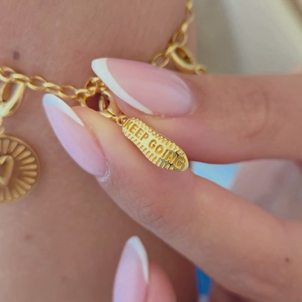 Gold Running Trainer Shoe Charm on Charm Bracelet