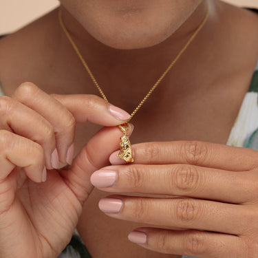 Gold Plated Pug Charm on Gold Necklace | Gold Animal Charms by Lily Charmed