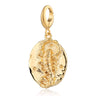 An 18 carat gold engraved Scorpio zodiac charm featuring a Scorpion design on an oval coin pendant