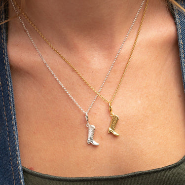 Silver & Gold Cowboy Charm Necklace - | Woman's Pendant Necklace