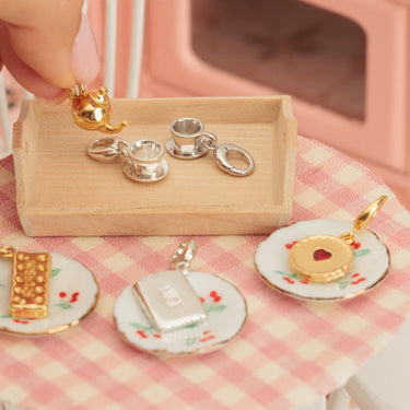 Silver Nice Biscuit Charm with Teatime charms in miniature kitchen