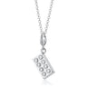 Silver Building Block Charm Necklace Front View | Brick Pendant Necklace