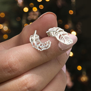 Silver Feather Stud Earrings - Lily Charmed