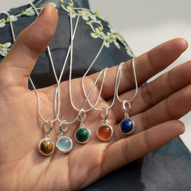 Silver Healing Stone Charm Necklace | Healing Crystal Pendants