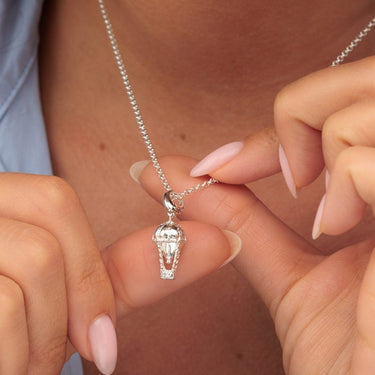 Silver Hot Air Balloon Charm Necklace