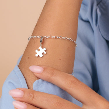 Silver Jigsaw Charm Bracelet
