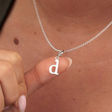 silver letter d charm necklace | Initial Pendant Necklace