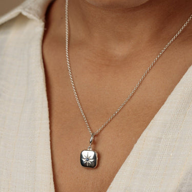 Silver Square Star Locket Necklace | Celestial Locket | Lily Charmed