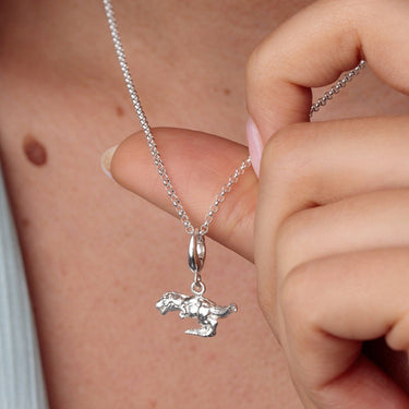 Silver T-Rex Dinosaur Charm Necklace | Lily Charmed