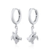 Silver Turtle Charm Hoop Earrings