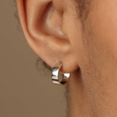 Silver Wide Huggie Earrings by Lily Charmed