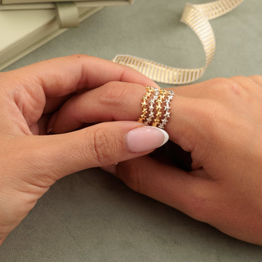 Silver & Gold Star cluster stacking rings
