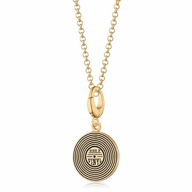 Gold Vinyl Record Charm Necklace | Music Pendant 