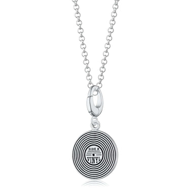 Silver Vinyl Record Charm Necklace | Music Pendant 