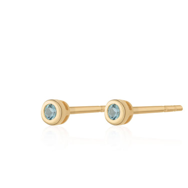 Gold Plated December Birthstone Stud Earrings (Blue Topaz) by Lily Charmed