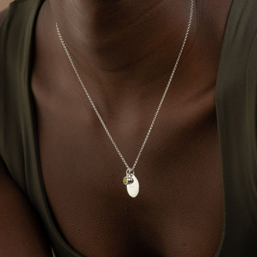 Engraved Pebble & Birthstone Necklace - Lily Charmed