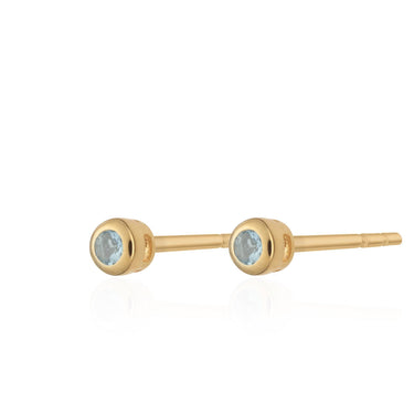 Gold Plated March Birthstone Stud Earrings (Aquamarine) by Lily Charmed