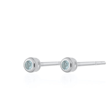Silver March Birthstone Stud Earrings (Aquamarine) by Lily Charmed