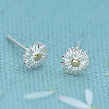 Silver Daisy Flower Stud Earrings - Lily Charmed