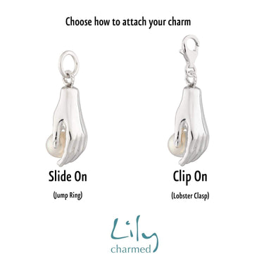 Silver Hand and Pearl Charm | Lily Charmed