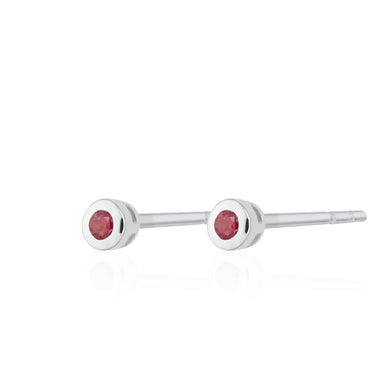 Silver July Birthstone Stud Earrings (Ruby) by Lily Charmed