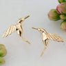 Gold Plated Hummingbird Stud Earrings - Lily Charmed