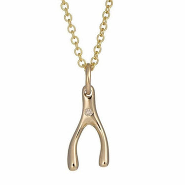 9 Carat Gold and Diamond Wishbone Necklace - Lily Charmed