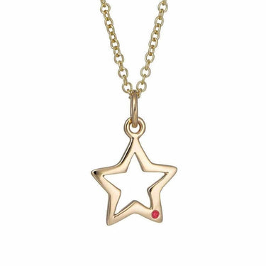 Personalised 9 Carat Gold and Ruby Open Star Necklace - Lily Charmed