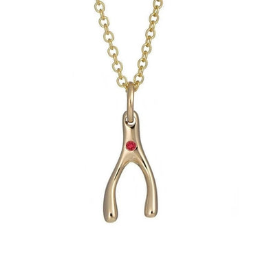 9 Carat Gold and Ruby Wishbone Necklace - Lily Charmed