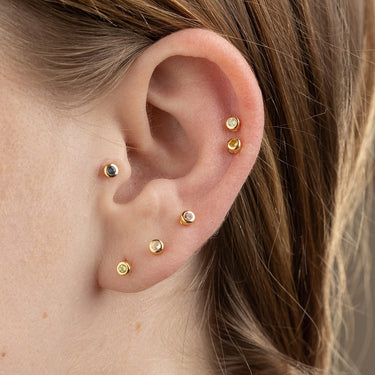 Gold Plated September Birthstone Stud Earrings (Sapphire) by Lily Charmed