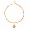Gold Plated Blue Agate Touchstone Figaro Charm Bracelet - Lily Charmed
