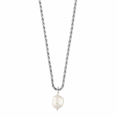 Silver Baroque Pearl Twisted Chain Necklace | Lily Charmed